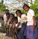 school kids looking around